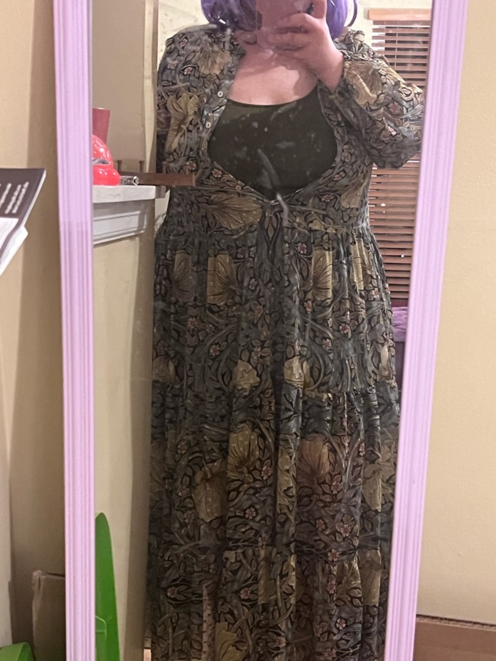 Morris & Co x H&M Sheer Bohemian Flowy Tiered Midi Dress Sz 8/Medium - Picture 5 of 10